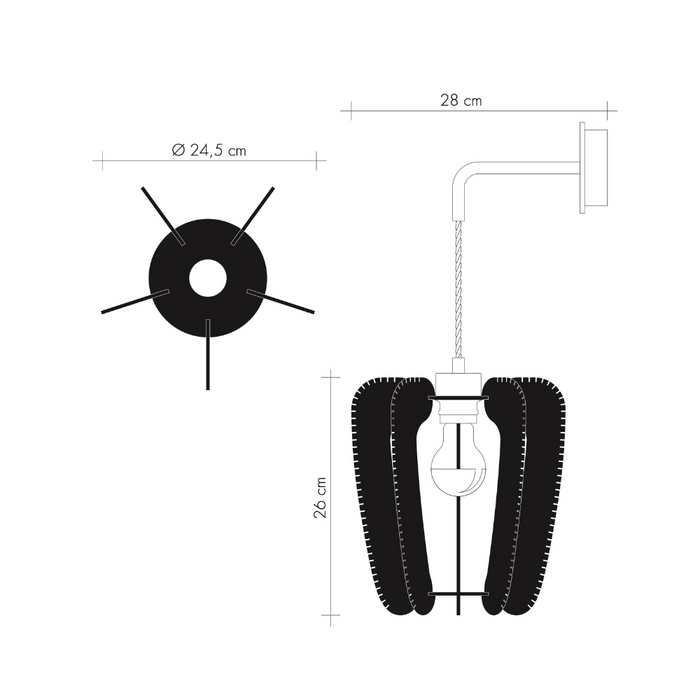 ARIOCA hanging arm wall lights, Croisé braiding