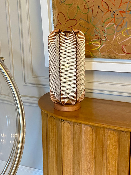 Lampe sur socle PILLSI, tressage Croisé