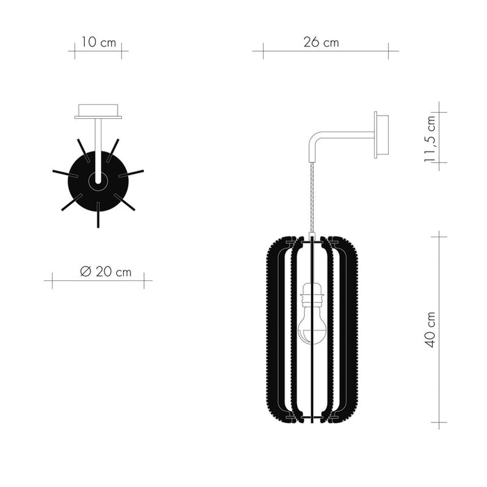 PILLSI hanging arm wall light, Croisé braiding