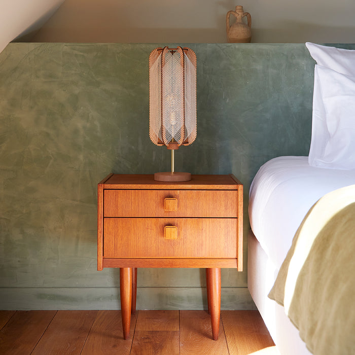 Lampe sur pied PILLSI, tressage Croisé