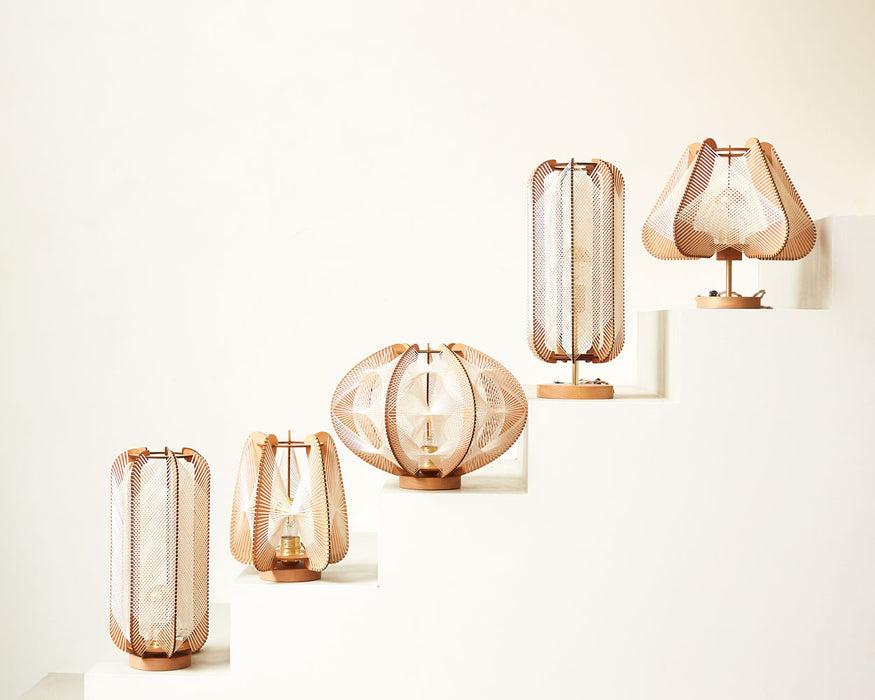 Lampe sur socle PILLSI, tressage Croisé