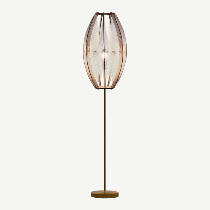 Lampadaire 130 sur pied laiton DJEMINO, tressage Twist