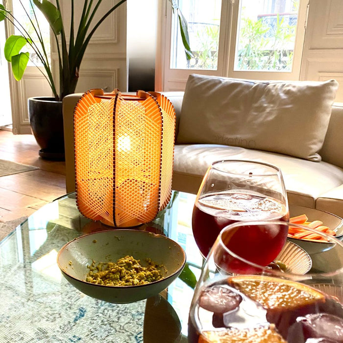 Lampe nomade Pillsi, tressage Croisé