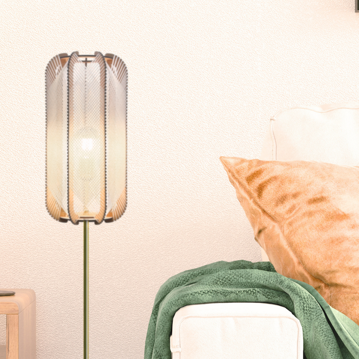 Lampadaire 150 sur pied laiton PILLSI, tressage Croisé