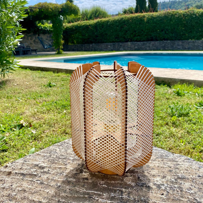 Lampe nomade Pillsi, tressage Croisé