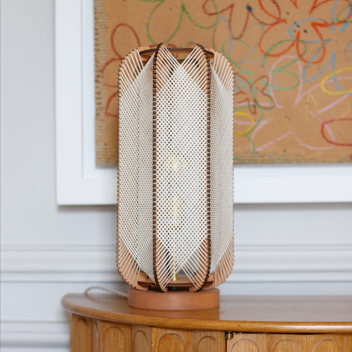 Lampe sur socle PILLSI, tressage Croisé