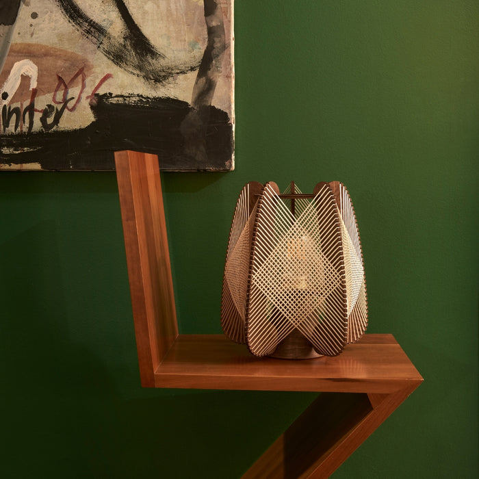 Arioca wireless lamp, Croisé braiding - dark walnut