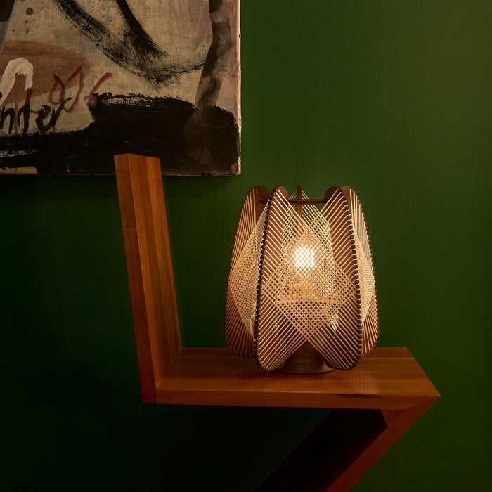 Arioca wireless lamp, Croisé braiding - dark walnut