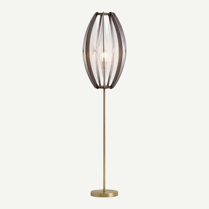 Lampadaire 150 sur pied laiton DJEMINO, tressage Twist