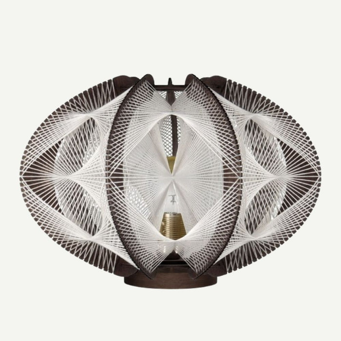 Lampe sur socle ECHINO, tressage Triple Twist -Noyer Foncé