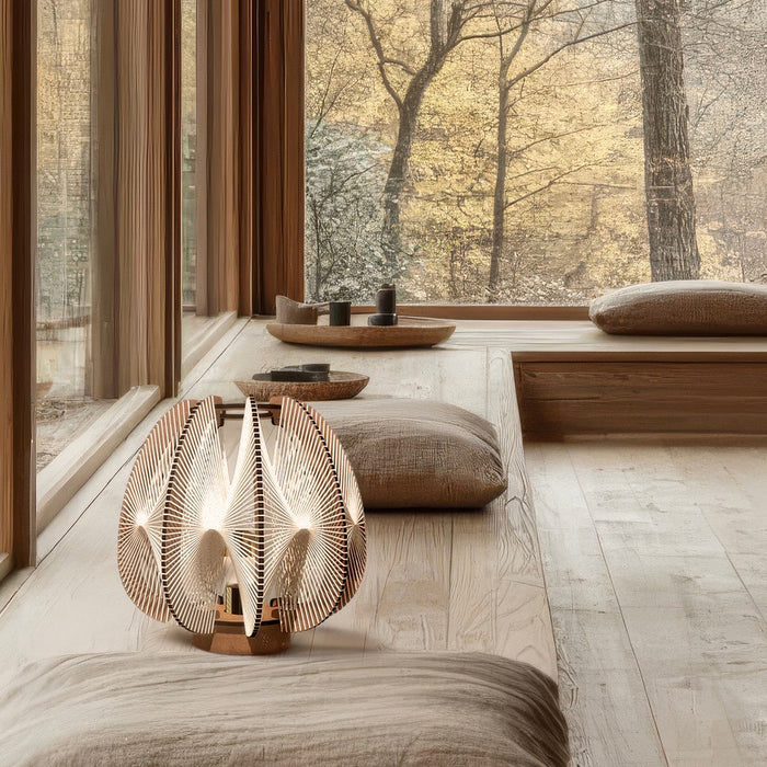 Lampe sur socle LAMPIU - tressage Twist -Noyer Foncé