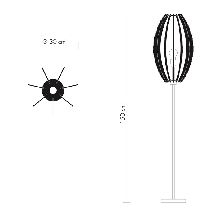 Lampadaire 1,50m sur pied laiton DJEMINO, tressage Twist