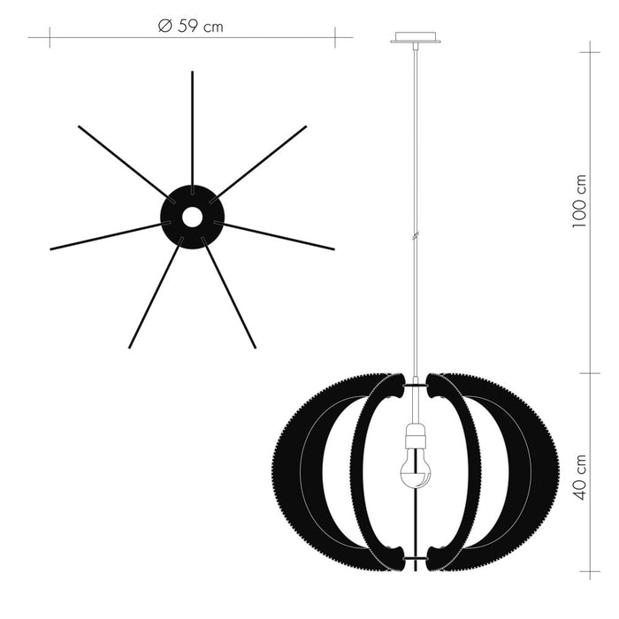 ECHINO L pendant lamp, Twist Croisé braiding